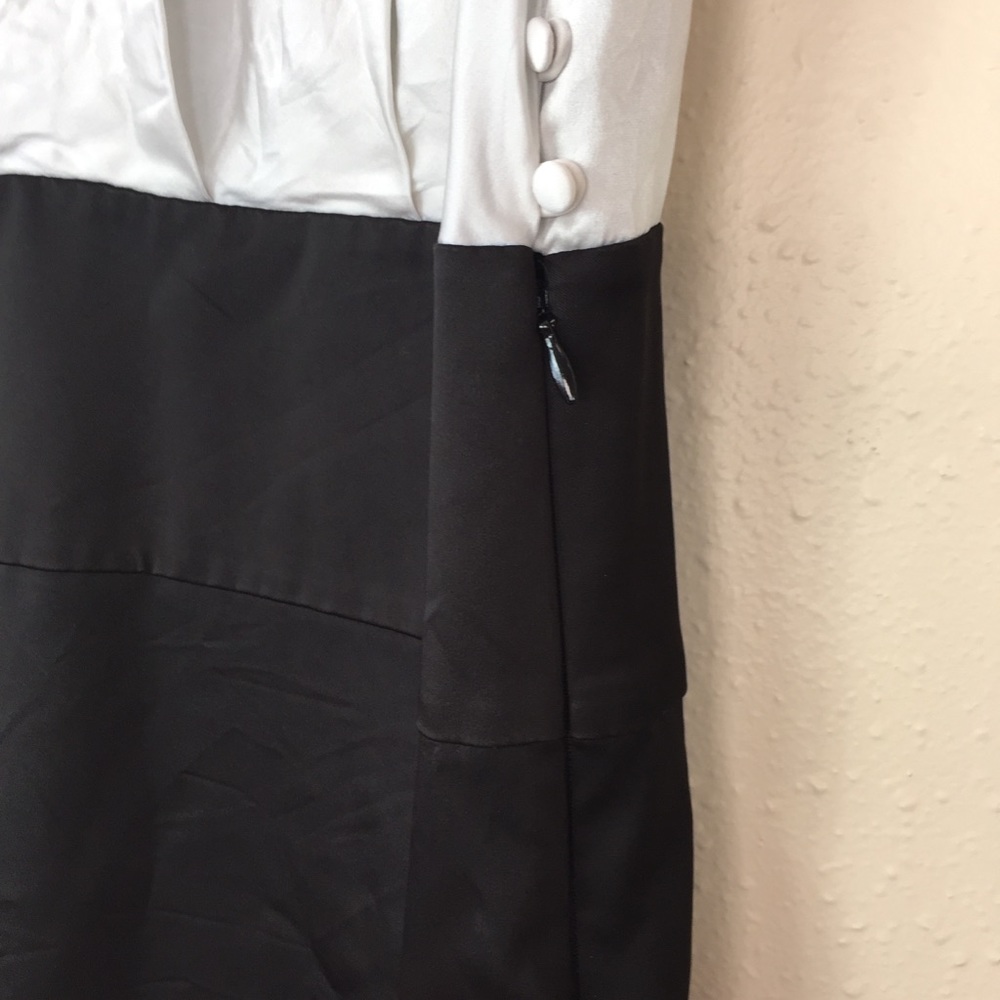 BCBG MaxAzria Silk Halter Dress White Black Sz 10 - Picture 3 of 8